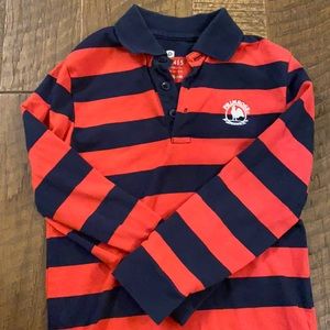 Primrose Boy YXS 5-6 Navy/Red Long Sleeve Polo
